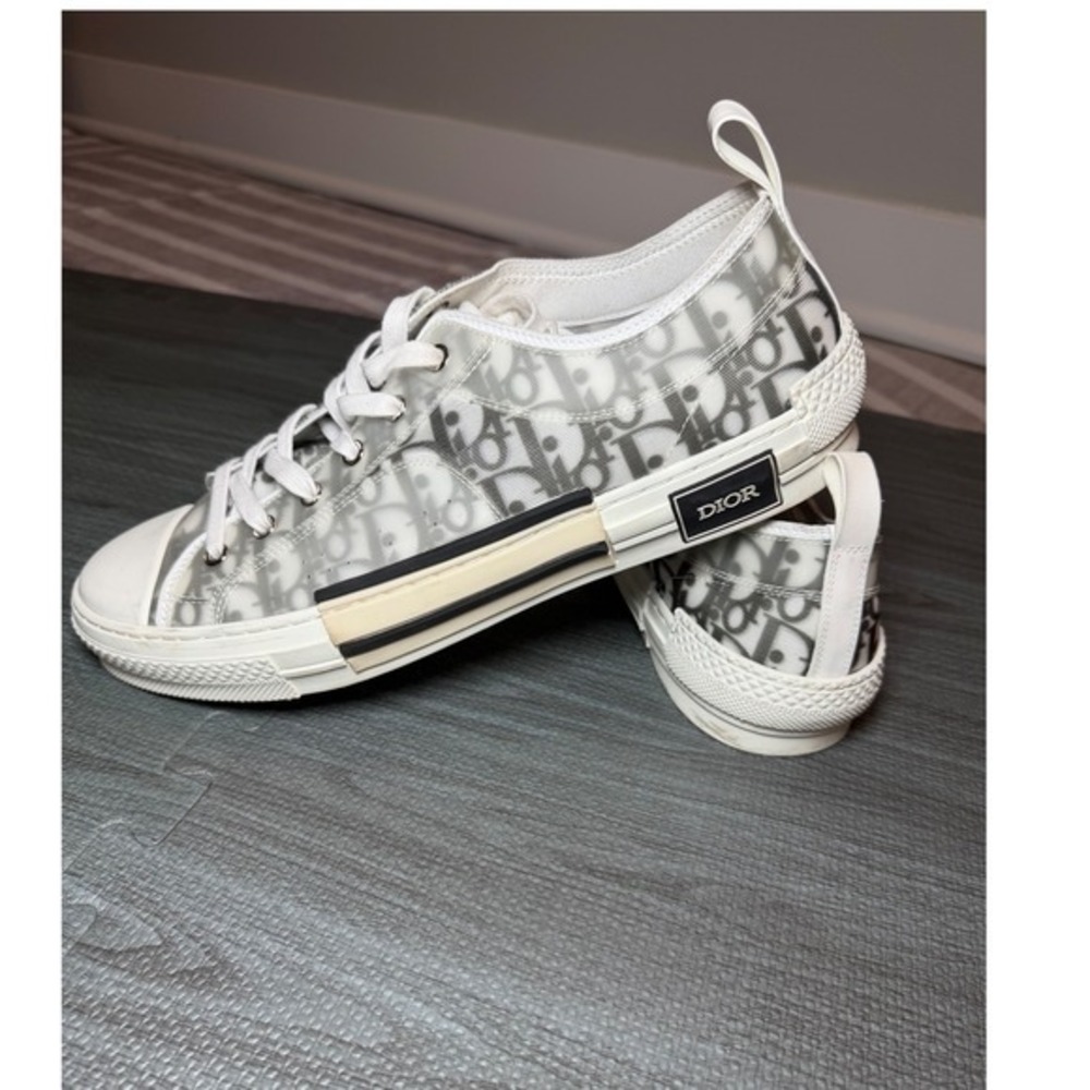 Dior B23 Low Top Sneakers White Black Oblique Monogram Mens 47 21CLS Italy